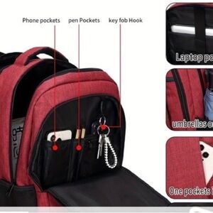 Red and Black Backpack with Modern Design and Durable Fabric